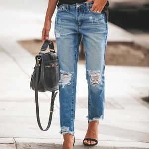 NWT Vici Wesley relaxed cotton distressed denim